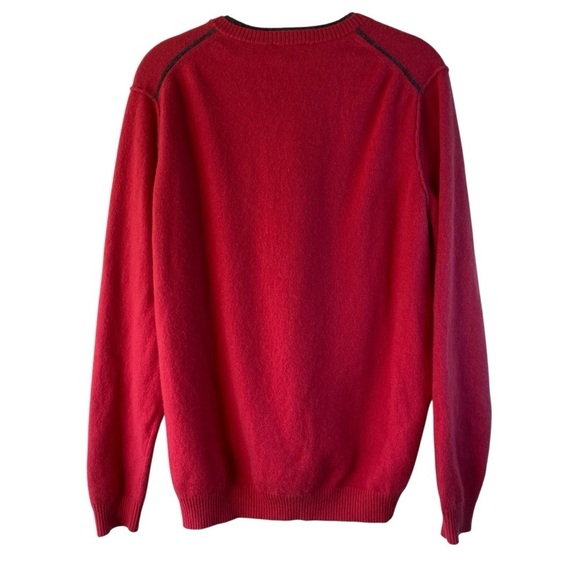 Forte Women 100% Cashmere Classic Candy Apple VNeck Longsleeve Sweater SZ L - Picture 2 of 8